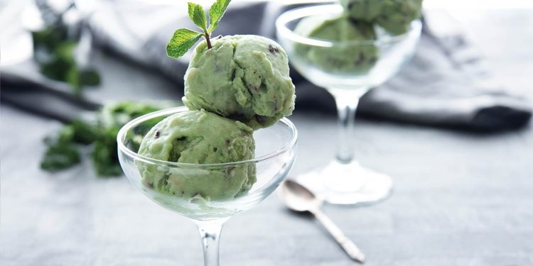 Vegan Mint Matcha Ice Cream with Cacao Nibs