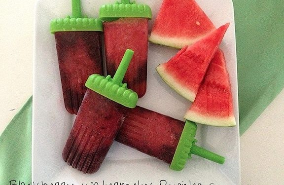 3-Ingredient Blackberry Watermelon Popsicles – Vegan!