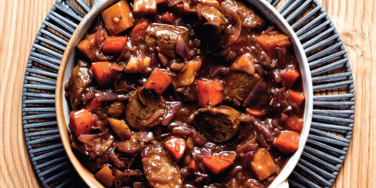 Vegan Sausage and Onion Casserole