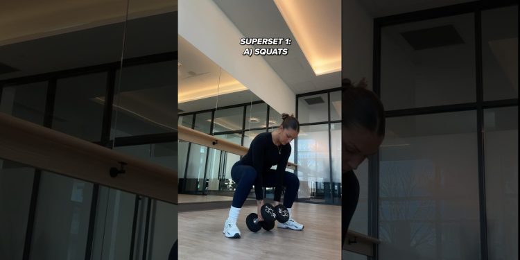 Full body dumbbell workout ❤️‍🔥 40s on, 20s rest, 3 sets – GO! #fullbody #workout #toning #fatloss