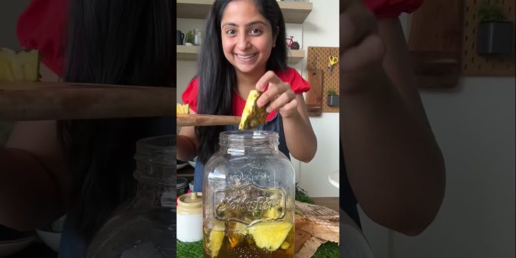 Homemade Pineapple Champagne with just 3 basic ingredients. Natural Fizzy Drink with No Yeast