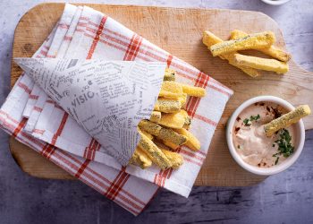 Vegan Courgette Fries with Cajun Dip