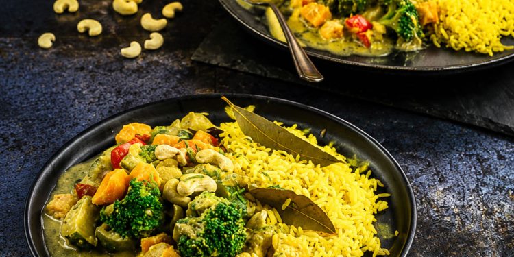 Vegan Vegetable Korma with Pilaf Rice